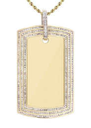 10K Yellow Gold Dog Tag Diamond Necklace  | 3.82 Carats