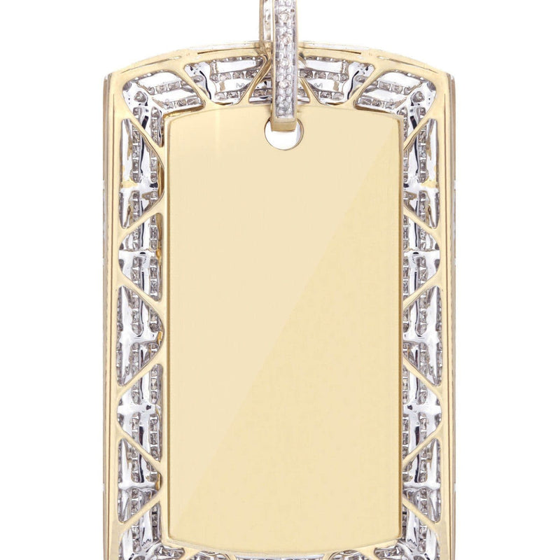 10K Yellow Gold Dog Tag Diamond Necklace  | 3.82 Carats