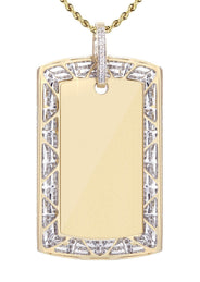 10K Yellow Gold Dog Tag Diamond Necklace  | 3.82 Carats