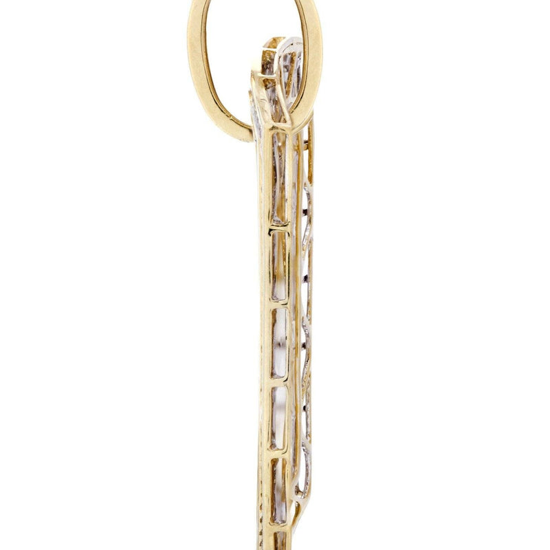 10K Yellow Gold Dog Tag Diamond Necklace  | 3.82 Carats