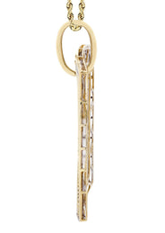 10K Yellow Gold Dog Tag Diamond Necklace  | 3.82 Carats