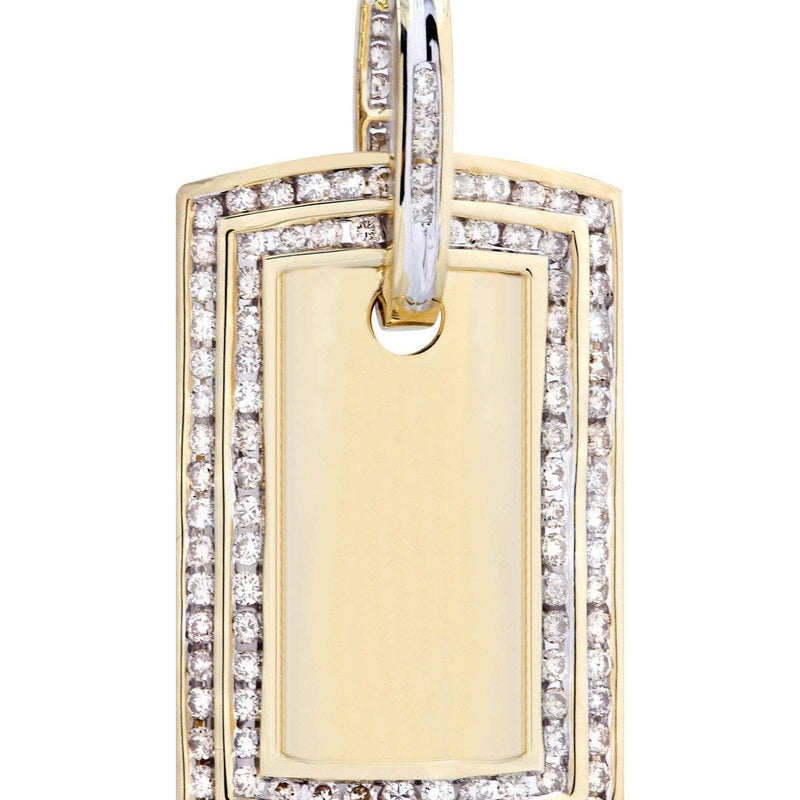 10K Yellow Gold Dog Tag Diamond Necklace  | 1.77 Carats