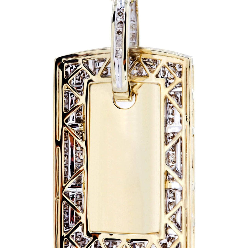 10K Yellow Gold Dog Tag Diamond Necklace  | 1.77 Carats