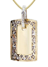 10K Yellow Gold Dog Tag Diamond Necklace  | 1.77 Carats