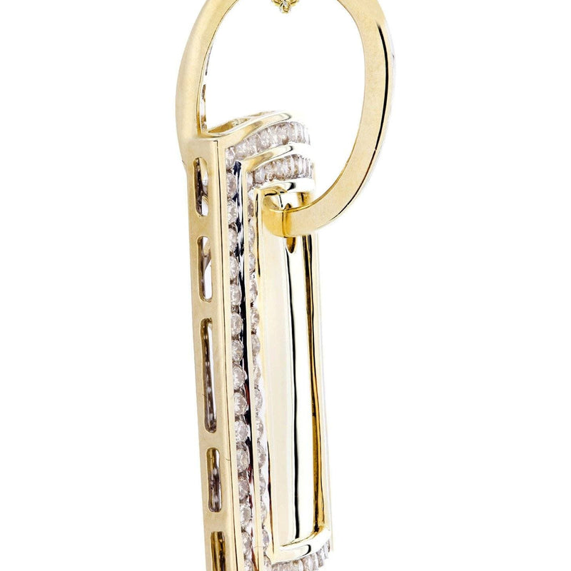 10K Yellow Gold Dog Tag Diamond Necklace  | 1.77 Carats