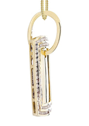 10K Yellow Gold Dog Tag Diamond Necklace  | 1.77 Carats
