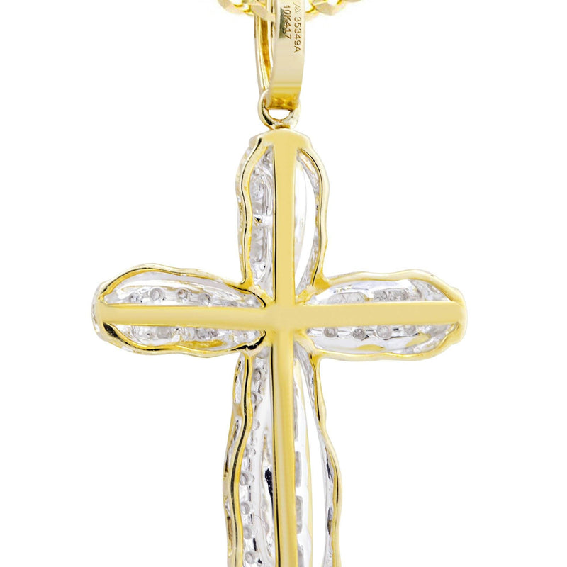10K Yellow Gold Cross  Diamond Necklace  | 0.39 Carats