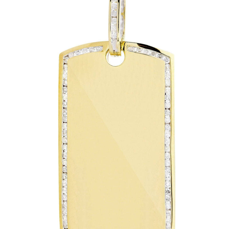 10K Yellow Gold Dog Tag Diamond Necklace  | 1.47 Carats
