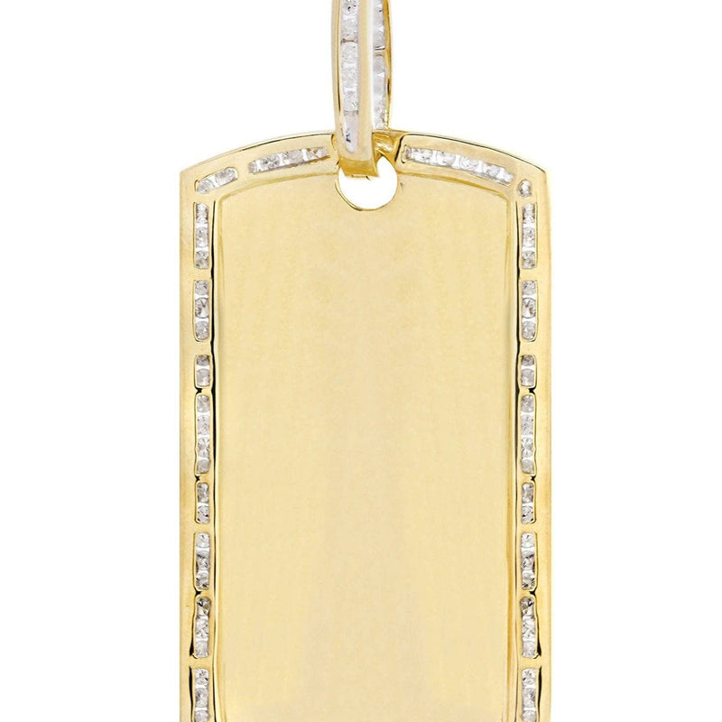 10K Yellow Gold Dog Tag Diamond Necklace  | 1.47 Carats