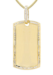 10K Yellow Gold Dog Tag Diamond Necklace  | 1.47 Carats