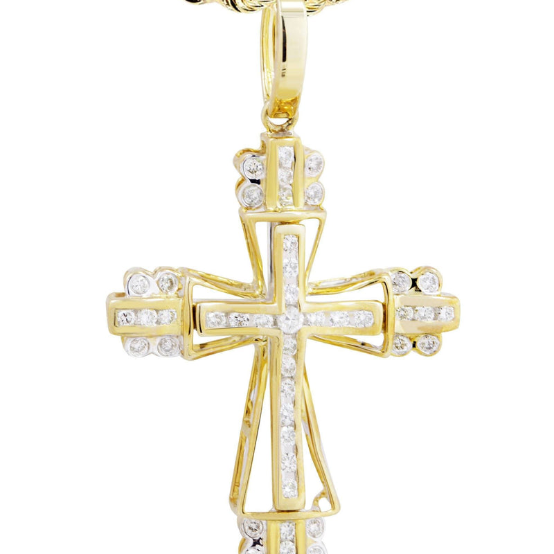 10K Yellow Gold Cross  Diamond Necklace  | 0.62 Carats