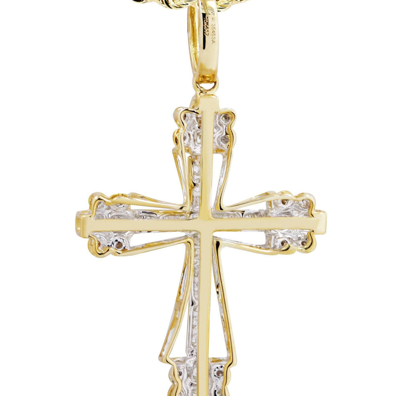 10K Yellow Gold Cross  Diamond Necklace  | 0.62 Carats