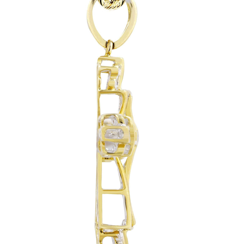 10K Yellow Gold Cross  Diamond Necklace  | 0.62 Carats