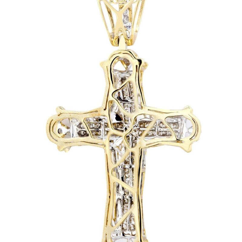 14K Yellow Gold Diamond Cross Necklace  | 0.9 Carats