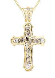 14K Yellow Gold Diamond Cross Necklace  | 0.9 Carats