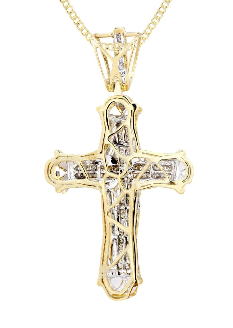 14K Yellow Gold Diamond Cross Necklace  | 0.9 Carats