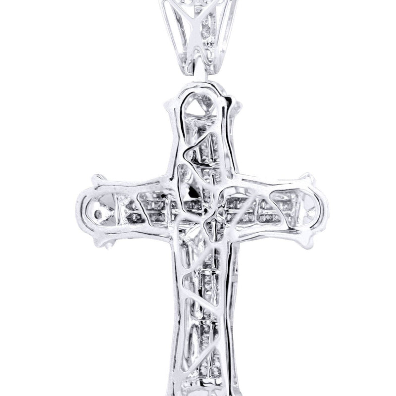 14K White Gold Diamond Cross Necklace  | 0.94 Carats