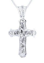14K White Gold Diamond Cross Necklace  | 0.94 Carats