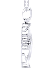 14K White Gold Diamond Cross Necklace  | 0.94 Carats