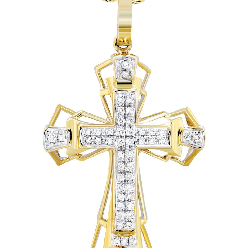 10K Yellow Gold Cross Diamond Necklace  | 0.26 Carats