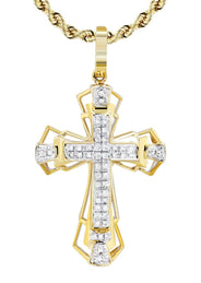10K Yellow Gold Cross Diamond Necklace  | 0.26 Carats