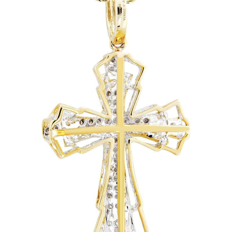 10K Yellow Gold Cross Diamond Necklace  | 0.26 Carats