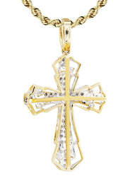 10K Yellow Gold Cross Diamond Necklace  | 0.26 Carats