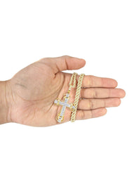 10K Yellow Gold Cross Diamond Necklace  | 0.26 Carats