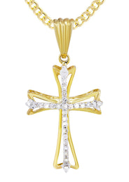 10K Yellow Gold Cross  Diamond Necklace  | 0.21 Carats