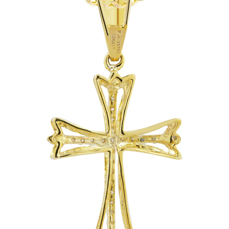 10K Yellow Gold Cross  Diamond Necklace  | 0.21 Carats