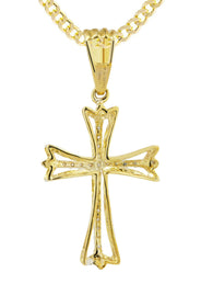 10K Yellow Gold Cross  Diamond Necklace  | 0.21 Carats