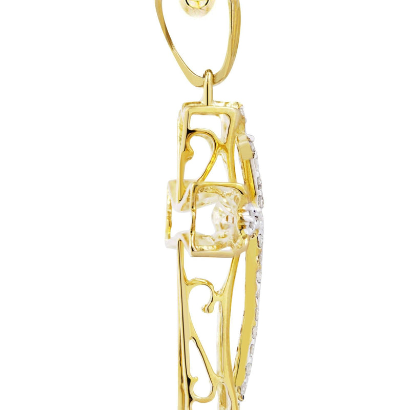 10K Yellow Gold Cross  Diamond Necklace  | 0.21 Carats