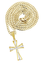 10K Yellow Gold Cross  Diamond Necklace  | 0.21 Carats