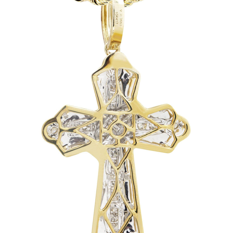 10K Yellow Gold Cross  Diamond Necklace  | 0.57 Carats
