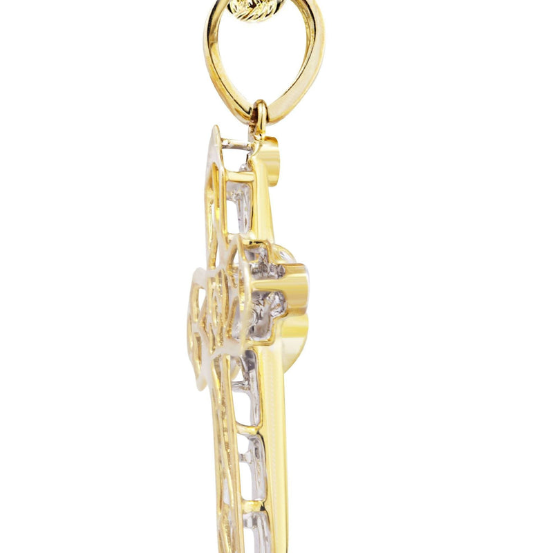 10K Yellow Gold Cross  Diamond Necklace  | 0.57 Carats
