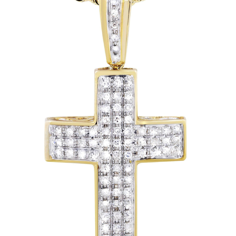 10K Yellow Gold Cross  Diamond Necklace  | 0.81 Carats