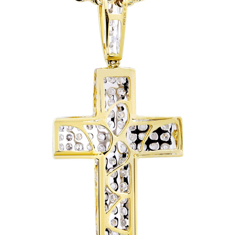 10K Yellow Gold Cross  Diamond Necklace  | 0.81 Carats