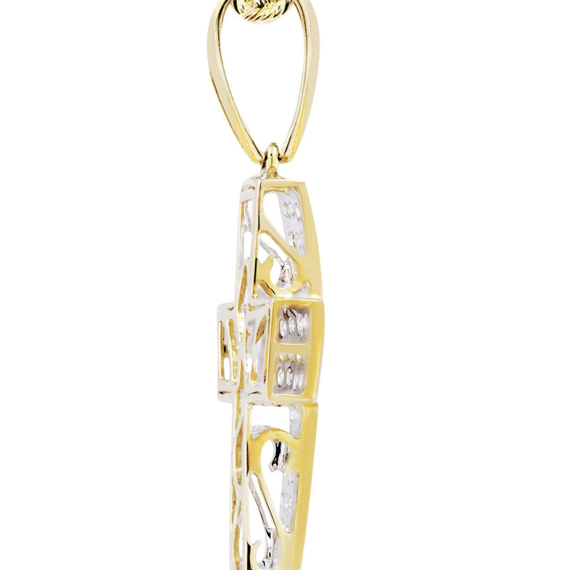 10K Yellow Gold Cross  Diamond Necklace  | 0.81 Carats