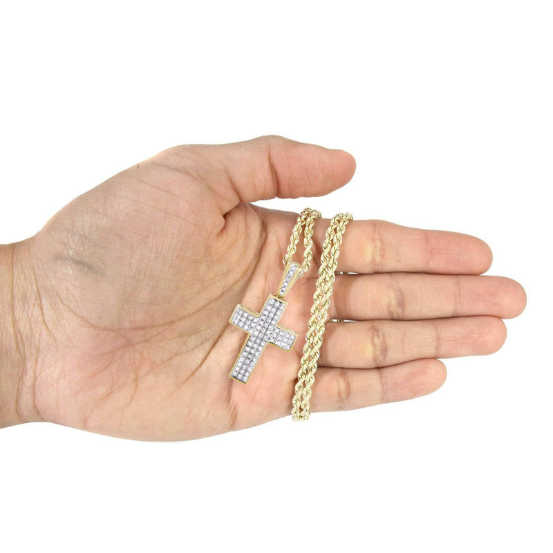 10K Yellow Gold Cross  Diamond Necklace  | 0.81 Carats