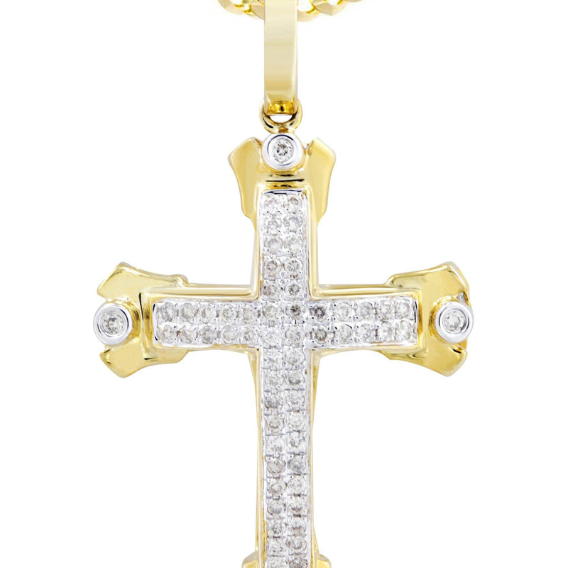 10K Yellow Gold Cross  Diamond Necklace  | 0.49 Carats