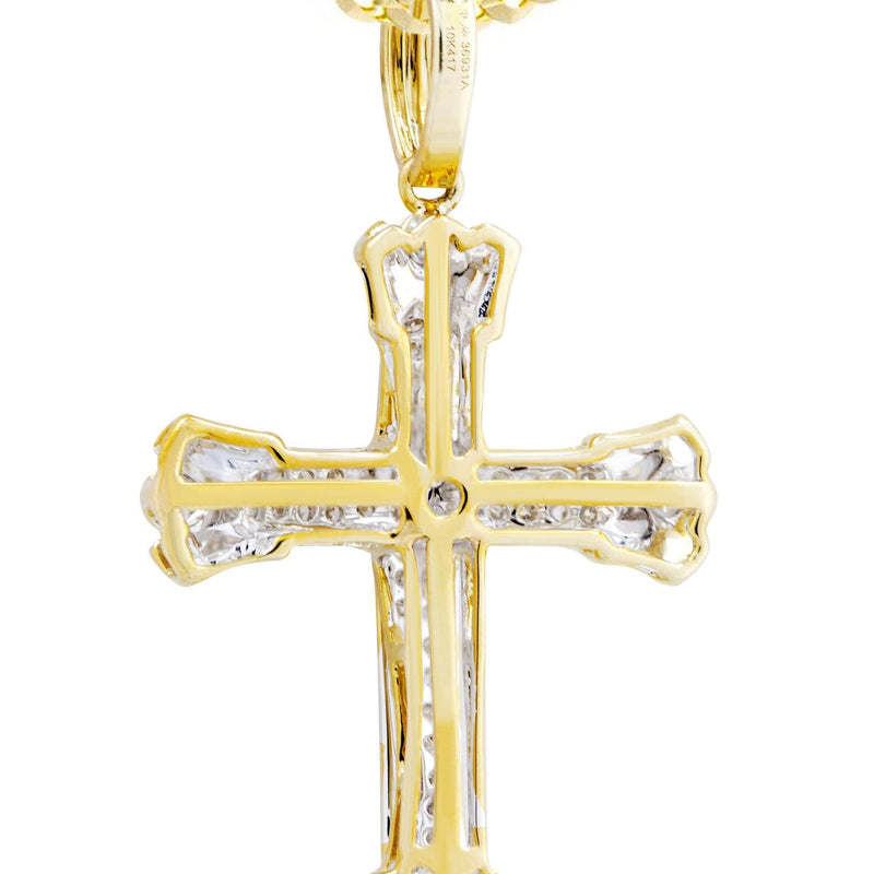 10K Yellow Gold Cross  Diamond Necklace  | 0.49 Carats