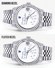 Diamond Mens Rolex Datejust Watch 16200 | 36Mm | "Who Cares I'm Already Late" Custom Dial | Jubilee Band