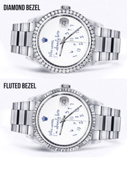 Diamond Mens Rolex Datejust Watch 16200 | 36Mm | "Who Cares I'm Already Late" Custom Dial | Oyster Band