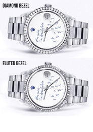 Diamond Mens Rolex Datejust Watch 16200 | 36Mm | "Who Cares I'm Already Late" Custom Dial | Oyster Band