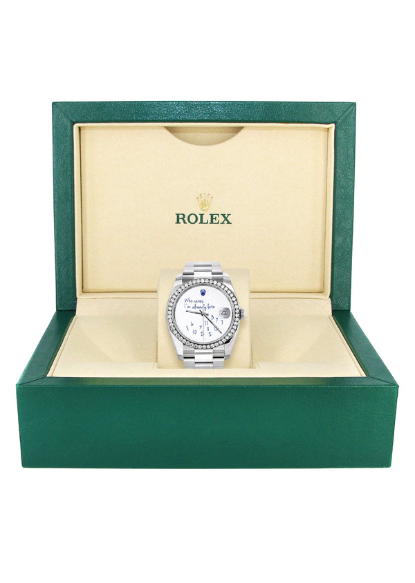 116200 | Rolex Datejust Watch | 36Mm | "Who Cares I'm Already Late" Custom Dial | Oyster Band