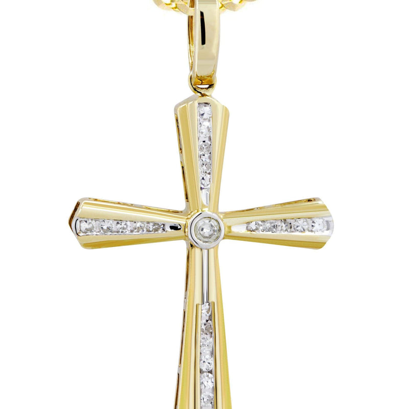 10K Yellow Gold Cross  Diamond Necklace  | 0.36 Carats