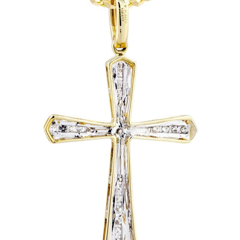 10K Yellow Gold Cross  Diamond Necklace  | 0.36 Carats