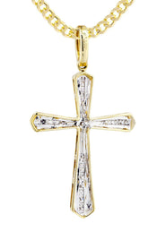 10K Yellow Gold Cross  Diamond Necklace  | 0.36 Carats