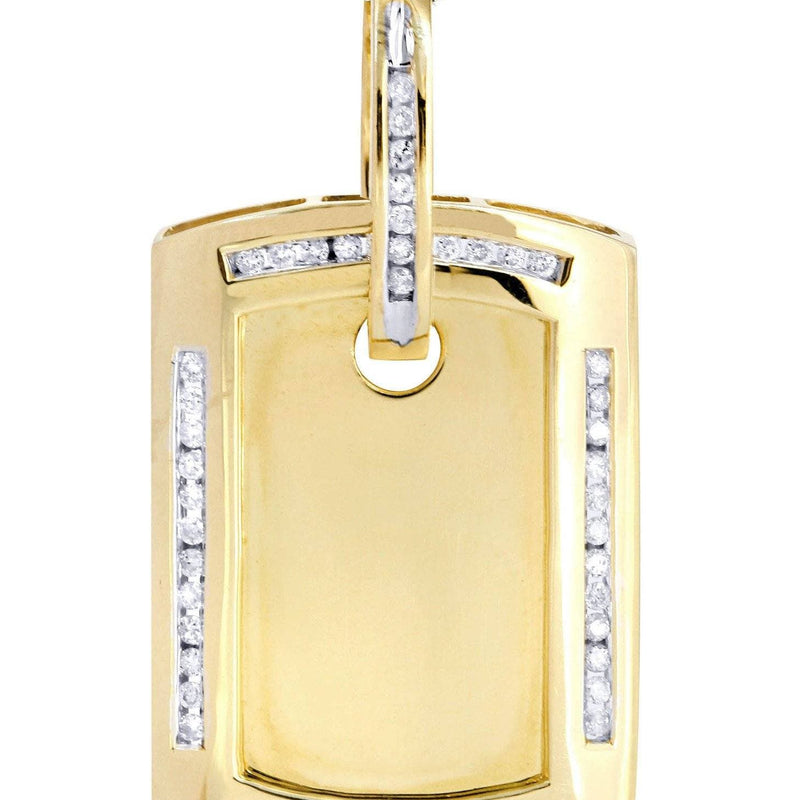 14K Yellow Gold Dog Tag Diamond Necklace  | 0.67 Carats