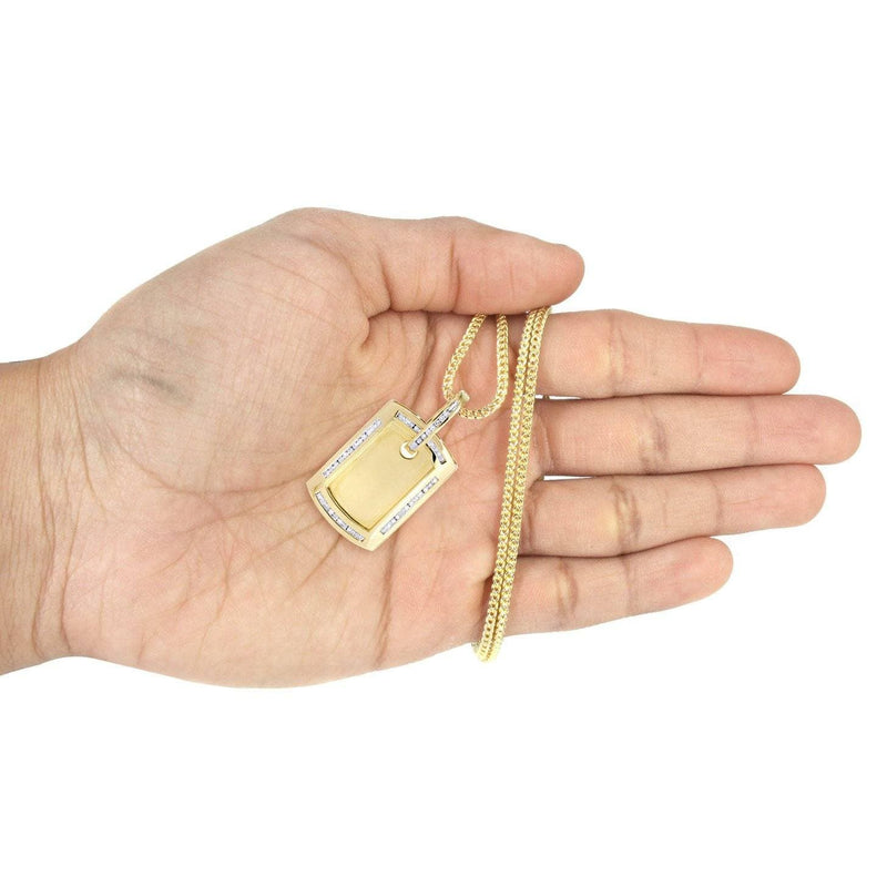 14K Yellow Gold Dog Tag Diamond Necklace  | 0.67 Carats